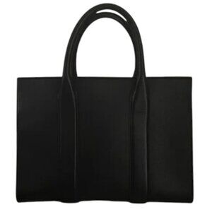 Auxiliary Black Leather Tote Bag
